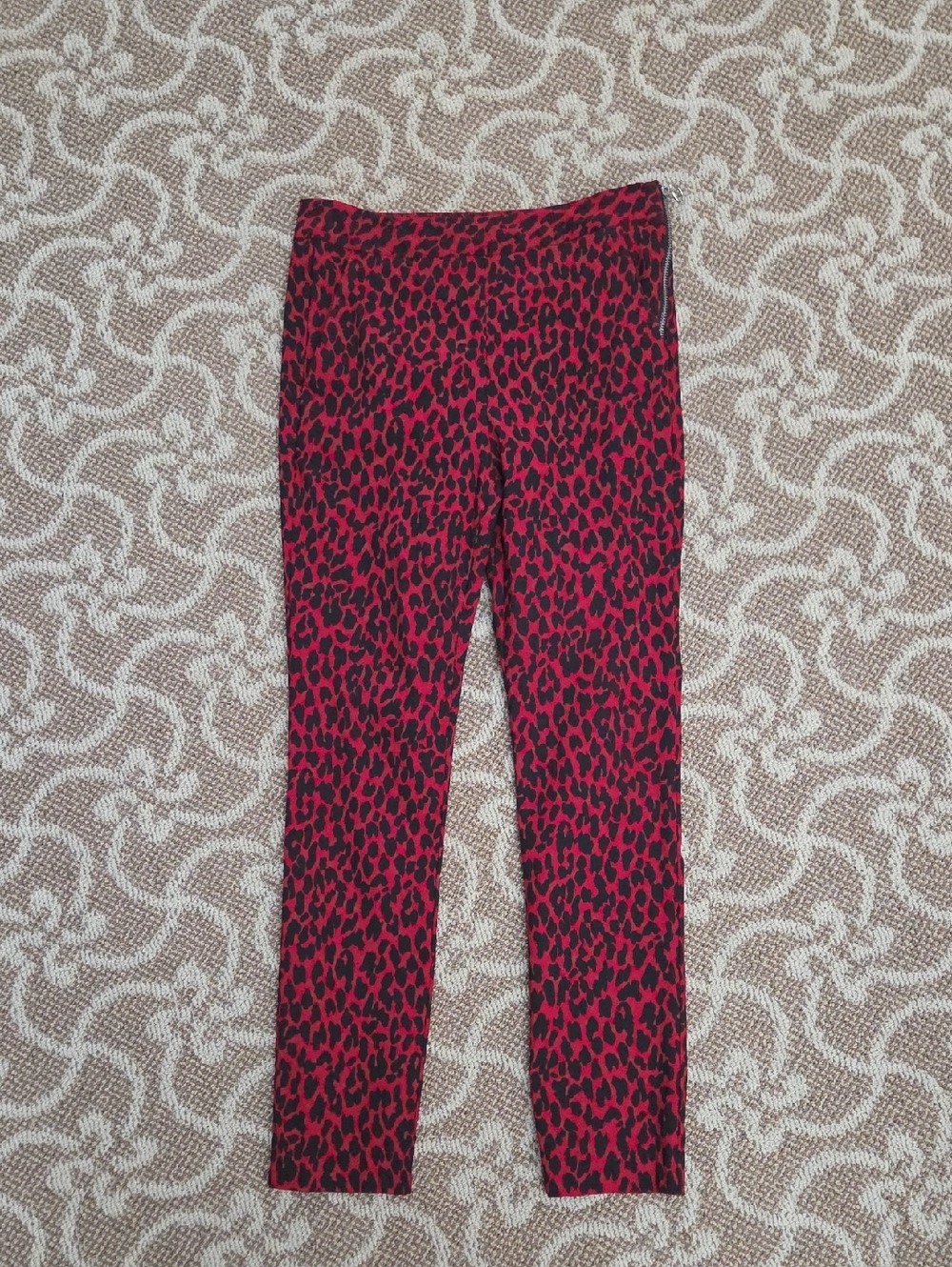 Zara Red Leopard Pants-M
